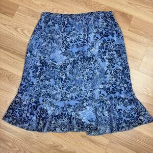 Women's Skirt Sag Harbor Size 12 Blue Paisley Floral 90's Ruffle Fairy Romantic
